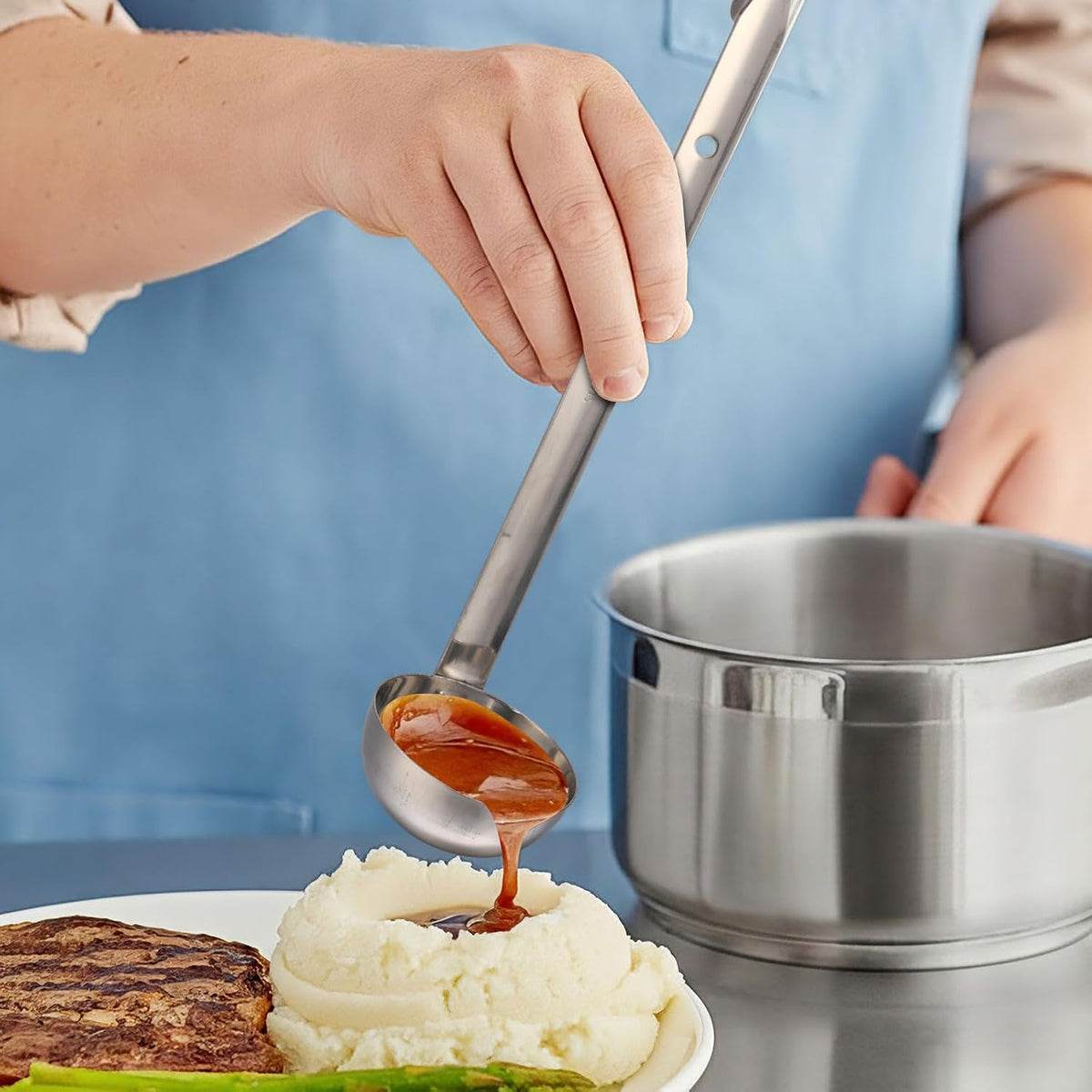 meekoo Stainless Steel Ladles Soup with Long Handle, 6oz