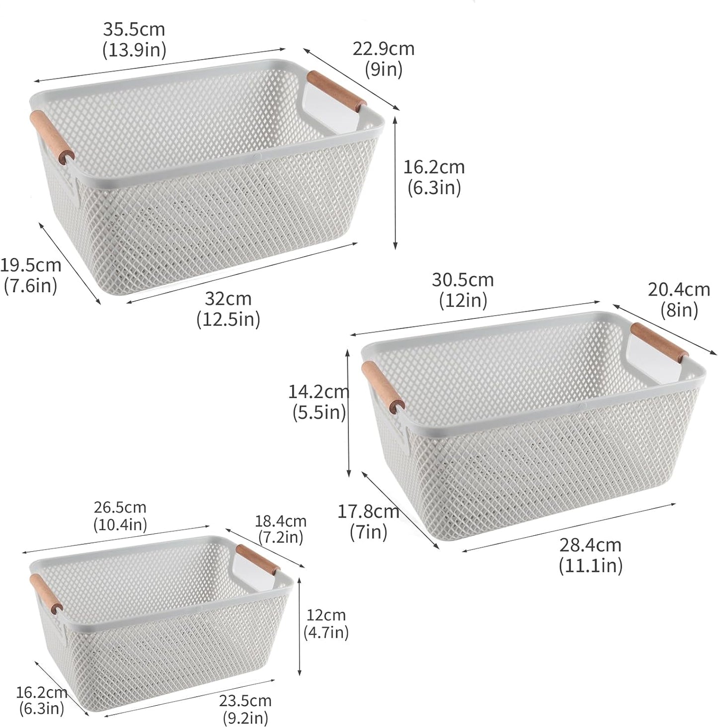Onion and Potato Storage Baskets,A set of 2 Wooden Handle storage Basket Stackable Plastic Pantry Bins, Multifunctional Organizers for Kitchen, Countertop, and More Vegetable Storage Box (Black-2pack)