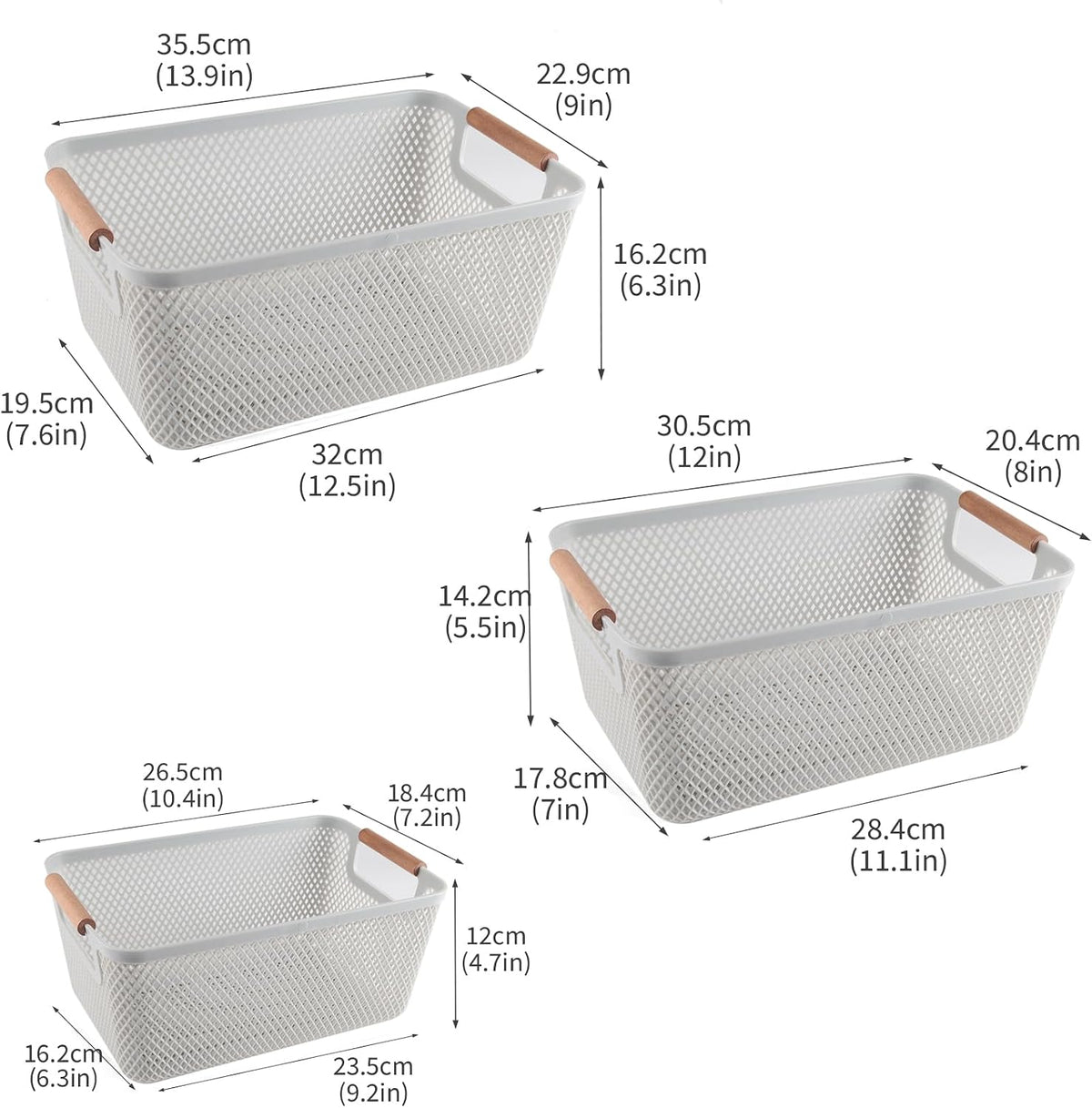 Onion and Potato Storage Baskets,A set of 2 Wooden Handle storage Basket Stackable Plastic Pantry Bins, Multifunctional Organizers for Kitchen, Countertop, and More Vegetable Storage Box (Black-2pack)