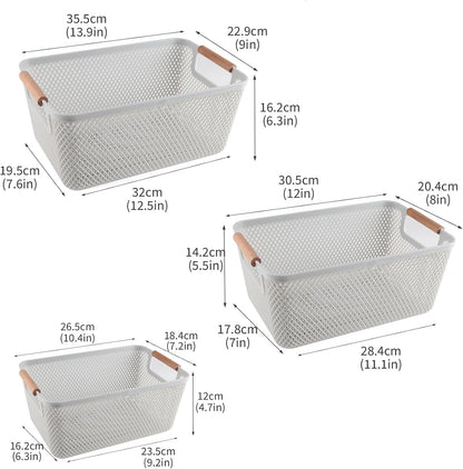 Onion and Potato Storage Baskets,A set of 2 Wooden Handle storage Basket Stackable Plastic Pantry Bins, Multifunctional Organizers for Kitchen, Countertop, and More Vegetable Storage Box (Black-2pack)