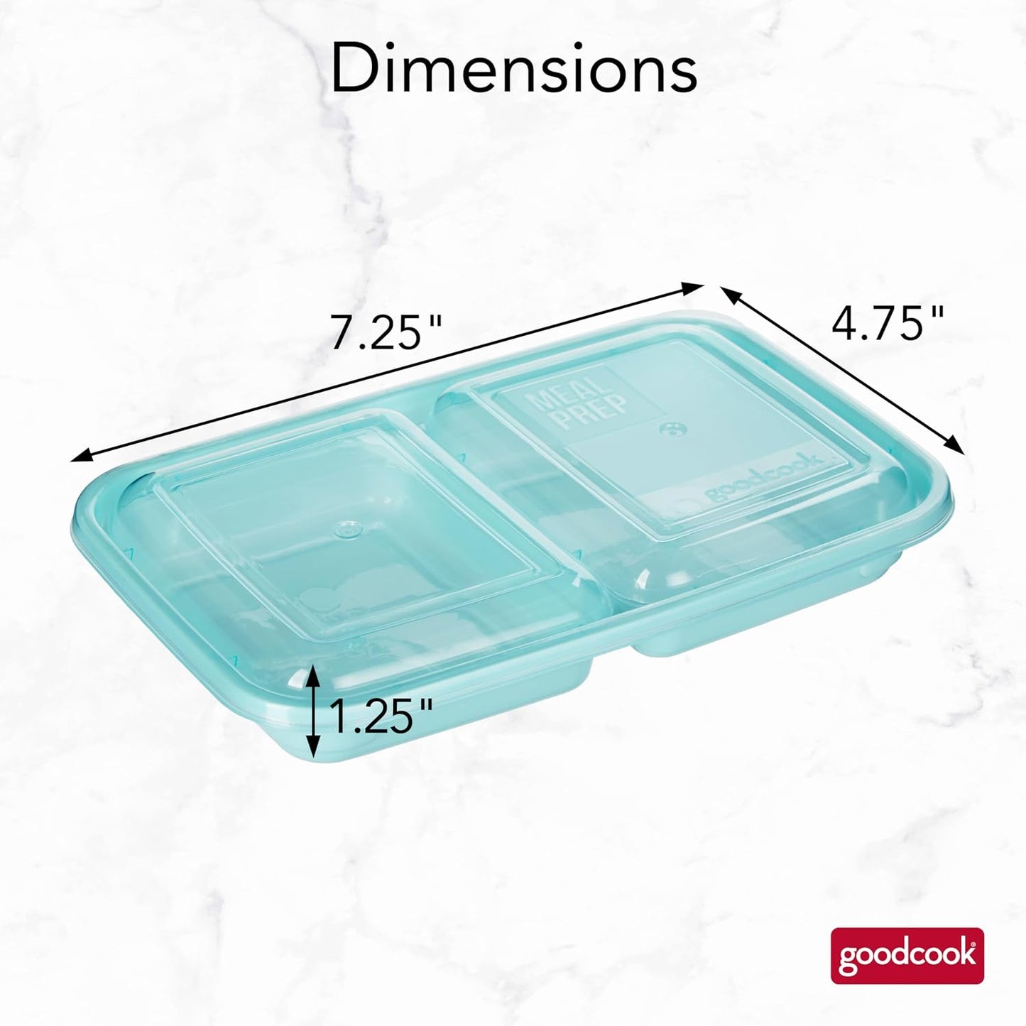 GoodCook 2-Compartment Food Storage Container Set with Snap-Shut Lids, Reusable Divided Snack Containers with Lids, Set of 10, Blue