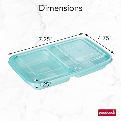 GoodCook 2-Compartment Food Storage Container Set with Snap-Shut Lids, Reusable Divided Snack Containers with Lids, Set of 10, Blue
