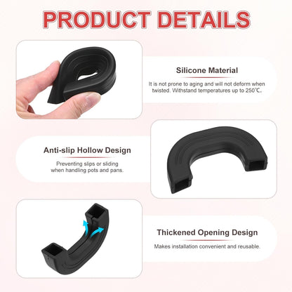 M METERXITY 4-Pack Silicone Pot Handle Covers, Heat Resistant Non-Slip Pot Holder Handle Sleeve for Skillet/Wok Cooking [9.1cm 7.9cm, Black]