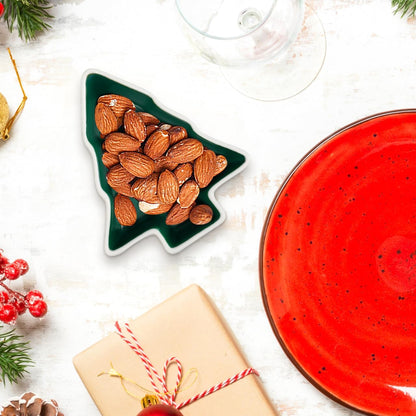 Operitacx Ceramics Serving Tray Christmas Tree Fruit Tray, Veggie Tray Fruit Platter for and Vegetable Snacks Dips