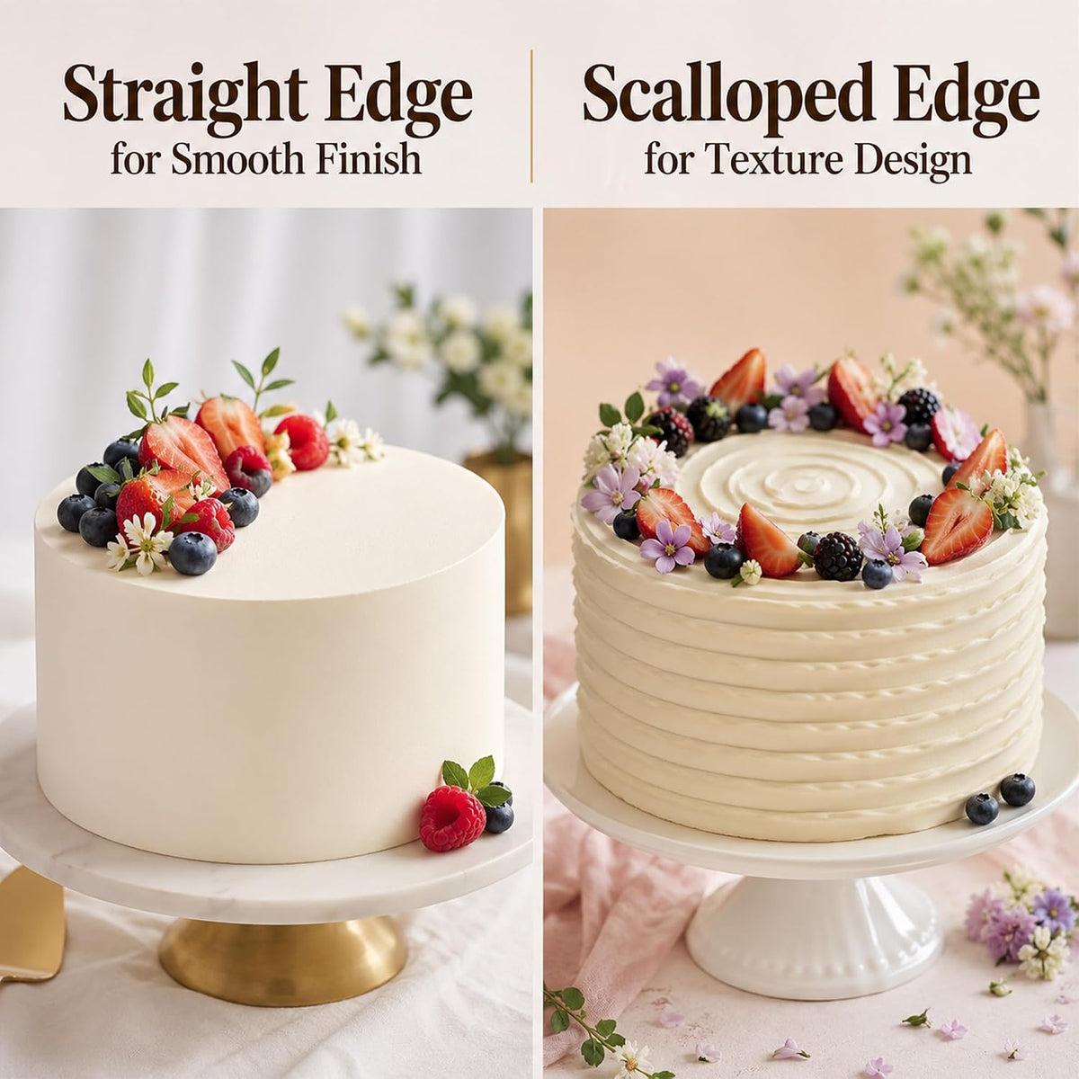 Clear Acrylic Cake Scraper, Cakes Icing Smoother Comb for Baking Butter