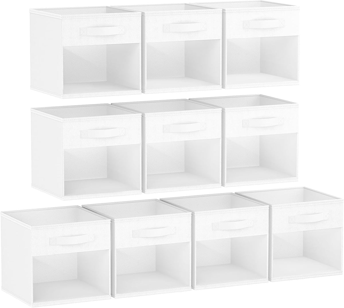 DIMJ Storage Cubes, 11x 11 inch Cube Storage Bin, 6 Pack Closet organizers and storage Bins with Window, Collapsible Baskets with Handle for Shelves, Clothes, Toys, Books (Grey)
