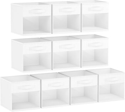 DIMJ Storage Cubes, 11x 11 inch Cube Storage Bin, 6 Pack Closet organizers and storage Bins with Window, Collapsible Baskets with Handle for Shelves, Clothes, Toys, Books (Grey)
