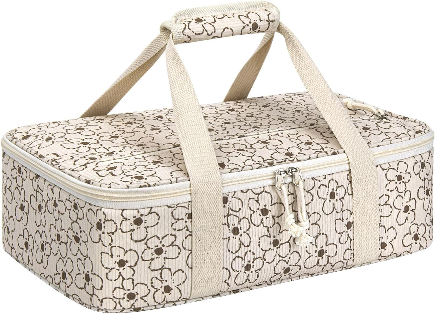 Insulated Casserole Carrier, Portable Casserole Carrier for Hot or Cold Food Lunch Tote Warmer or Cooler Bag, Lasagna Lunch Bag for Potluck Parties- Fits 9" x 13" Baking Dish-Charcoal Grey