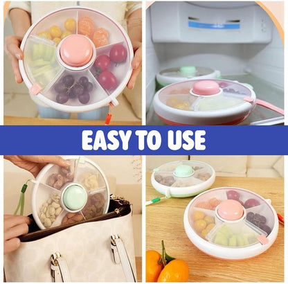 Veggie Tray with Lid for Fridge - Reusable Snack Containers, Party Serving Trays with Handles, Snackle Box for Kids & Adults, BPA-Free Fruit & Vegetable Storage Containers (Pink)