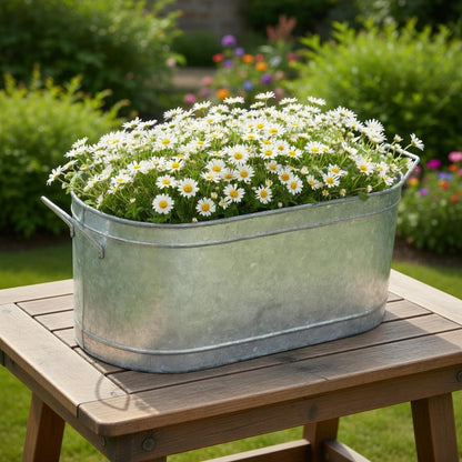Hosley Galvanized Carry All Kitchen Utensil Caddy Serve Ware 13 Inch Long. Ideal for Floral Arrangements Party Garden Patio. O4