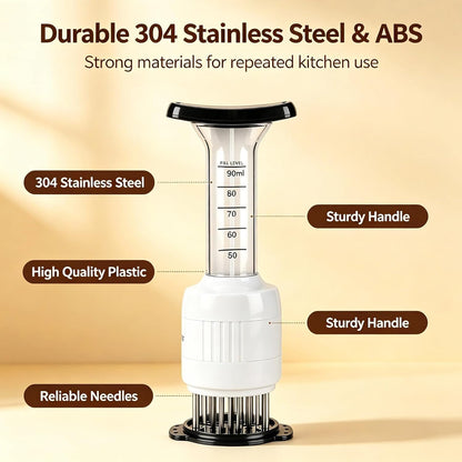 Stainless steel Marinade Meat Injector, Marinade Tenderizer Injector Needle Flavor Syringe Cooking Meat Poultry Turkey Chicken BBQ
