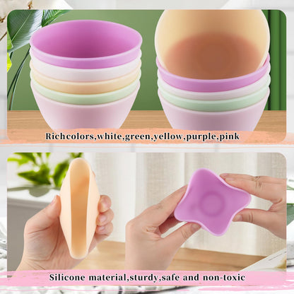 10 Pcs Small Silicone Facial Mask Mixing Bowl with Spatulas,Mud Mask and Other Skincare Products DIY Containers,Professional Spa Face Mask Mixing Tool,5 Colors