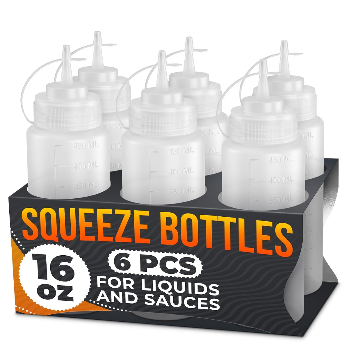 BURIUS Inverted Condiment Squeeze Bottles 16 oz for Sauces, Honey