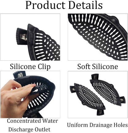 Blue Silicone Clip On Strainer, Universal Pot Colander for Draining Pasta, Vegetables and Kitchen Cooking