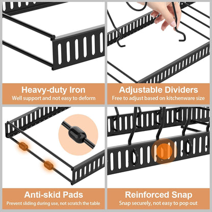 Housolution 2 Pack Pot and Pan Lid Organizer Holder Storage Rack, Black