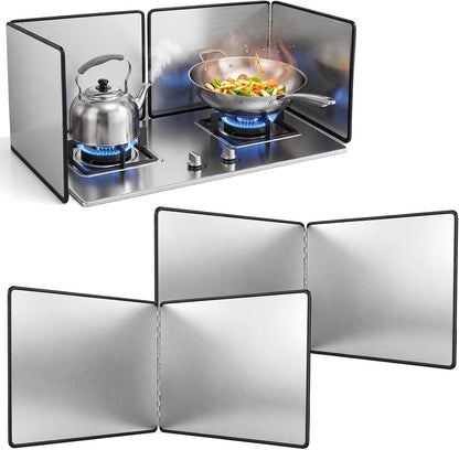 2 Pcs Grease Splatter Guard 2-Sided Stainless Steel Stove Splash Guard
