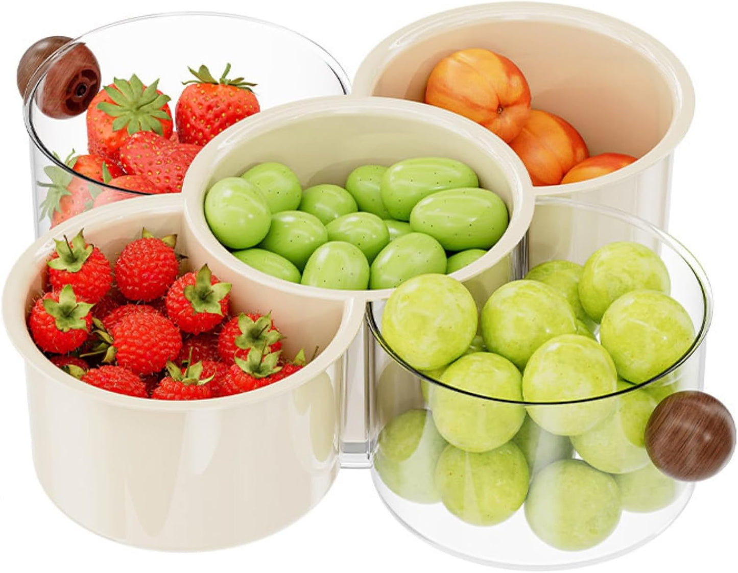 360° Rotating Fruit and Vegetable Storage Box, Vegetable and Fruit Plate, Double-Layered Storage with Water Drainage, nut Storage Box (8.27Inch)