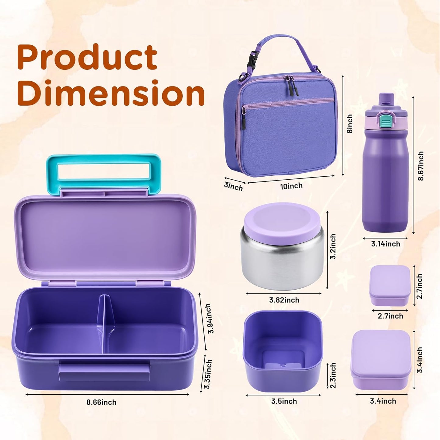 JXXM Bento Lunch Box for Kids With 8oz Thermo, Leakproof Bento Box with with 2 Compartments, Insulated Bottle, Lunch Bag, BPA Free Dishwasher Safe for School Girls Boys (Pink)