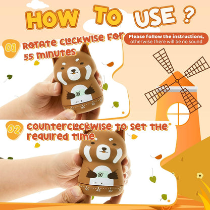 Amylove 4 Pcs Cute Mechanical Kitchen Timer Forest Animals 60 Minutes