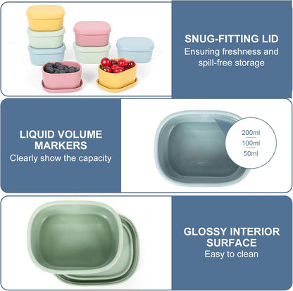 4 Pcs Silicone Food Storage Containers with Lids，BPA Free Reusable Silicone Storage Containers for Food Freezer Containers Freezer Dishwasher Safe (33.8oz, 20oz, 10oz, 6.7oz)