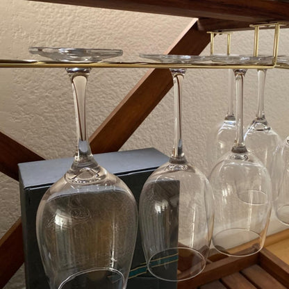 14-Inch Gold Wine Glass Rack, Under Cabinet Wine Glass Holder Stainless Steel Stemware Rack - Hanging Stemware Holder for Cabinet Kitchen Bar, Set of 2
