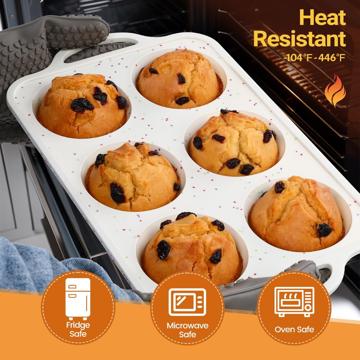 Silicone Muffin Pans for Baking, Metal Reinforced Frame 12 Cups Regular Size Silicone Cupcake Pan Nonstick Muffin Tin for Baking Muffin, Cupcake, Frittatas,BPA Free, Silicone Molds Dishwasher Safe