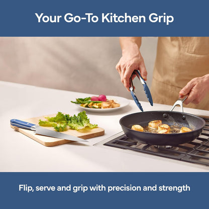 Misen Kitchen Tongs - Dishwasher Safe, Heavy Duty - Precision Stainless Steel Grilling Tool - Heat Resistant - Perfect for Serving and Air Frying - 13 Inch | Gray