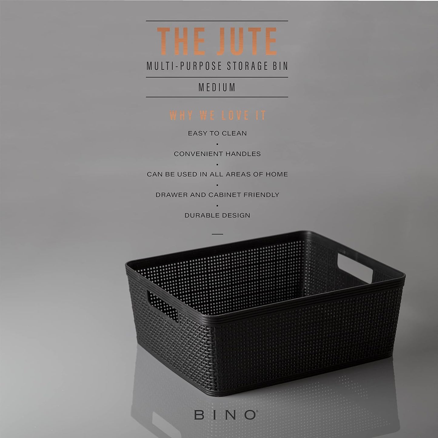 BINO Woven Plastic Basket | Large (Natural), 3-Pack | THE JUTE COLLECTION | Home Organization, Space-Saving Storage, Stylish Design | Plastic Storage Basket