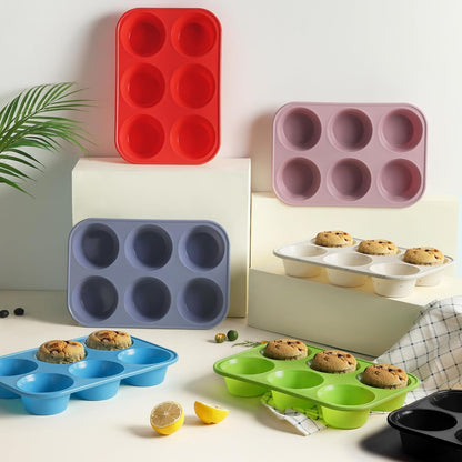 2 Pack 12 Cups Silicone Muffin Pan with Metal Reinforced Frame Regular Size Silicone Molds Cupcake Cake Baking Pans Cookie Baking Chocoflan Cupcake Mold Nonstick Muffin Tin Home Baking Supplies