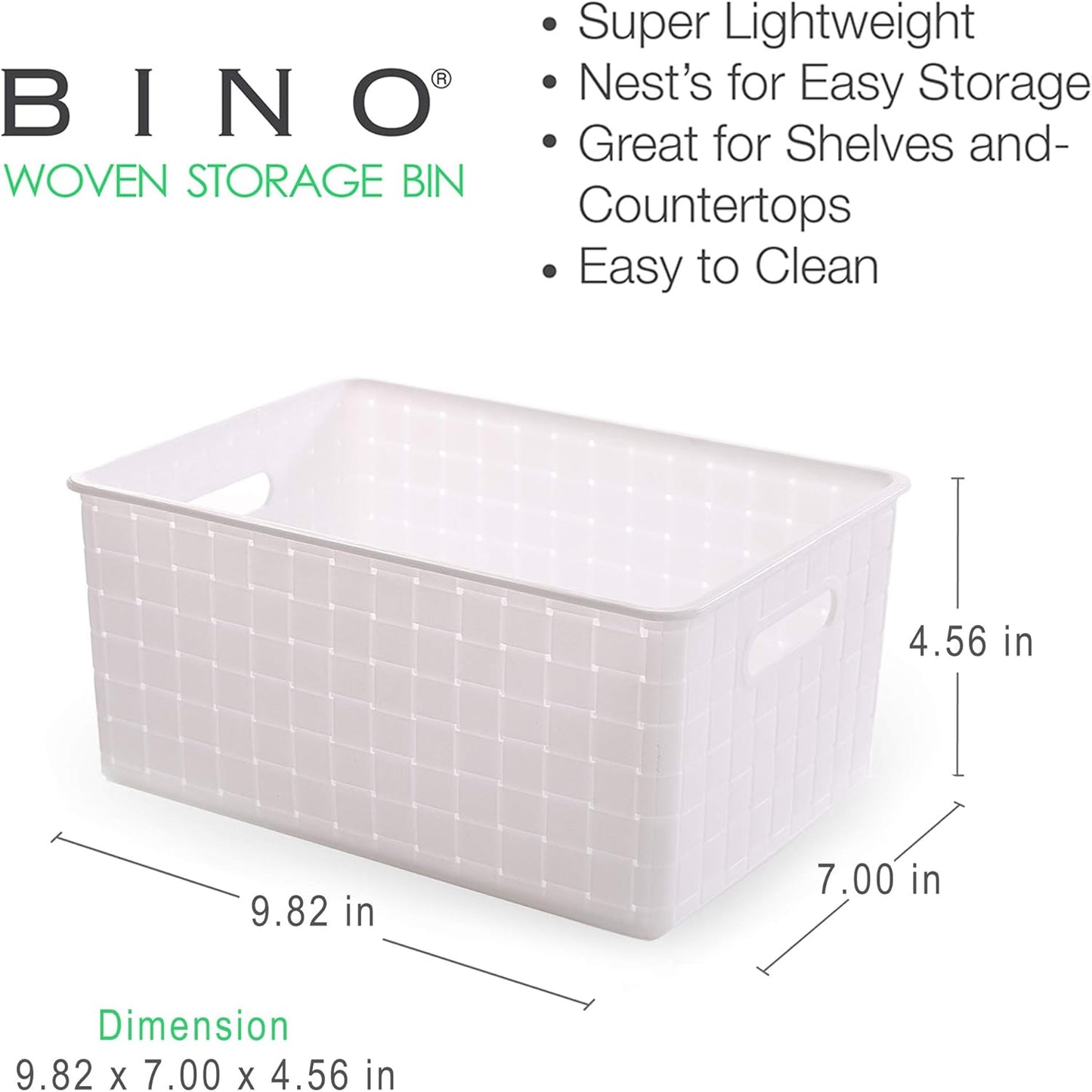 BINO | Plastic Storage Baskets Large - Black | THE STABLE COLLECTION | Multi-Use Storage | Rectangular Cabinet Organizer | Baskets For Organizing with Handles | Home Office Organization and Storage