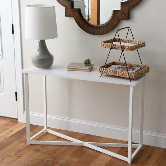 Household Essentials Artisan Water Hyacinth and Iron 2-Tier Tray Tower