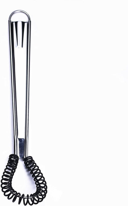 Stainless Steel Mini Spring Egg Beater Silicone Whisk Magic Hand Held Sauce Stirrer Blender Milk Frother Foamer Coffee Mixer (2Pack-Silicone+Steel coil)