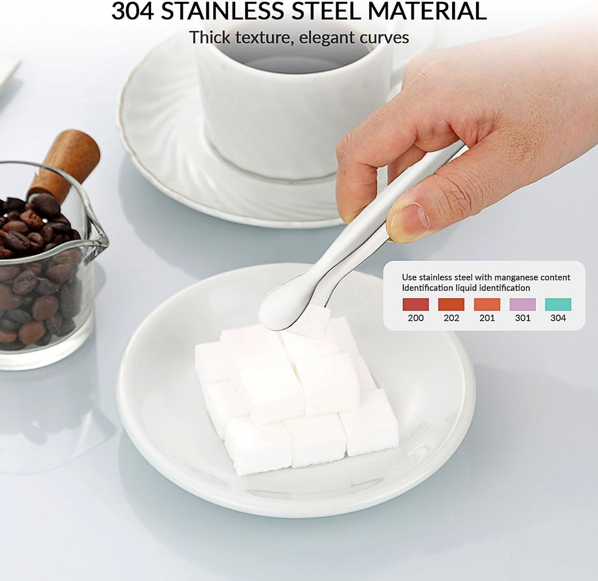 4.33 Inch Stainless Steel Ice Tongs for Ice Bucket，Metal Sugar Cube Mini Tongs，Set of 3 (Black-A)