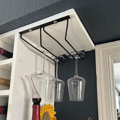 14-Inch Gold Wine Glass Rack, Under Cabinet Wine Glass Holder Stainless Steel Stemware Rack - Hanging Stemware Holder for Cabinet Kitchen Bar, Set of 2