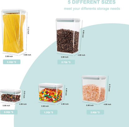 Pop Containers with Lids - Stackable Airtight Food Storage, Kitchen Pantry Storage Containers for Snacks Candy Salt Herbs Spices BPA-Free (3300ML / 3.48QT / 112OZ *3)