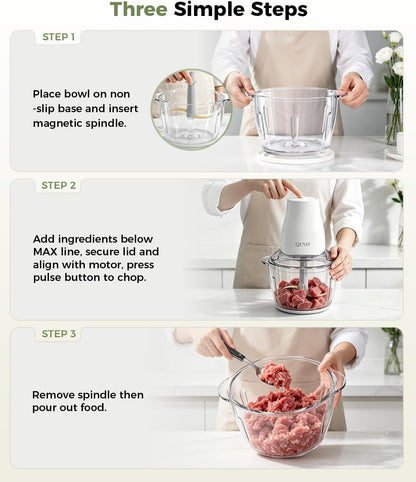 Food Processor Meat Grinder Electric Food Chopper, 5-Cup, Easy-Clean