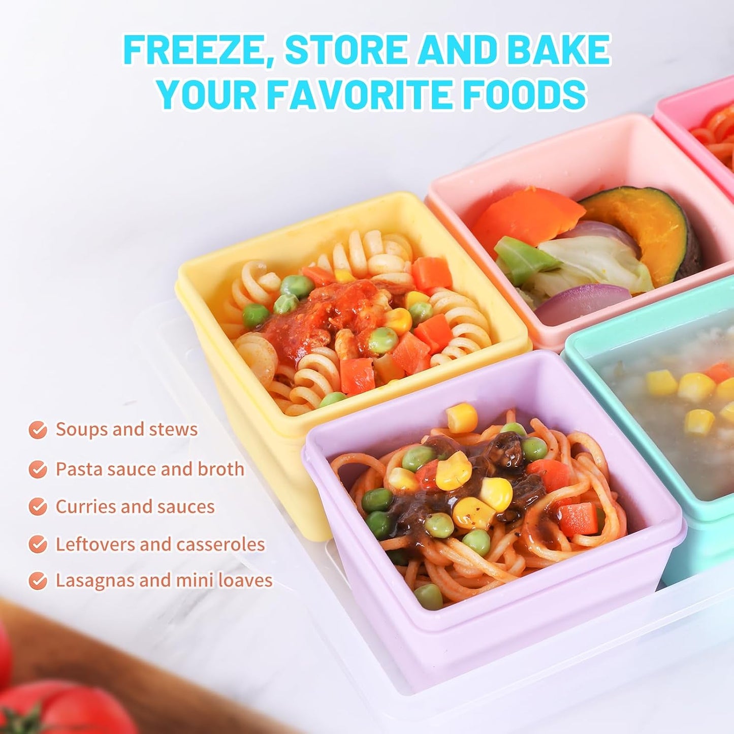 Gemice 1-Cup Silicone Freezer Molds with Lids, Individual 4-Pack Portion Soup Cubes Freezer Trays for Food Storage, Oven & Dishwasher Safe, BPA-Free, Silicone Freezer Containers for Meal Prep
