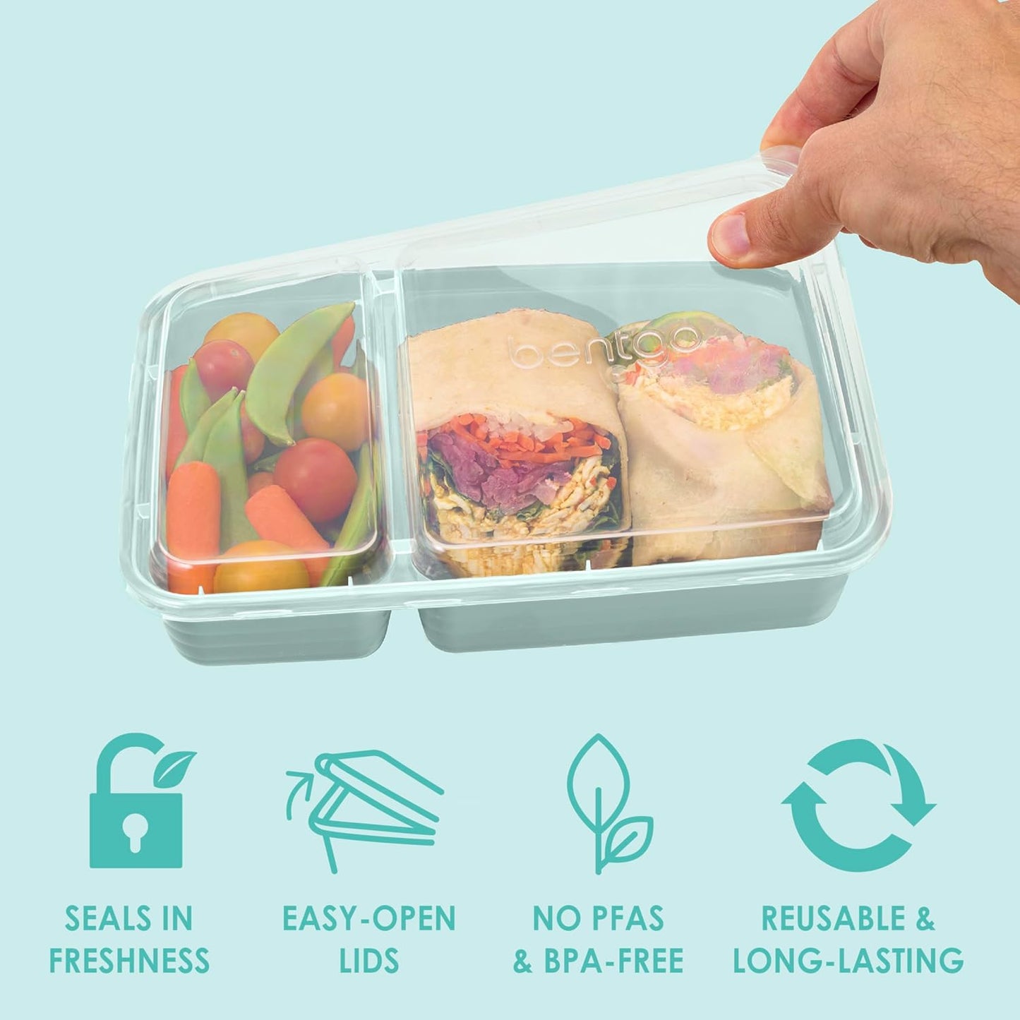 Bentgo Prep - 20-Piece 2-Compartment Reusable Meal Prep Containers with Lids, PFAS & BPA Free Materials, Durable, Microwave, Freezer, & Dishwasher Safe To Go Food Storage (Rose Gold)