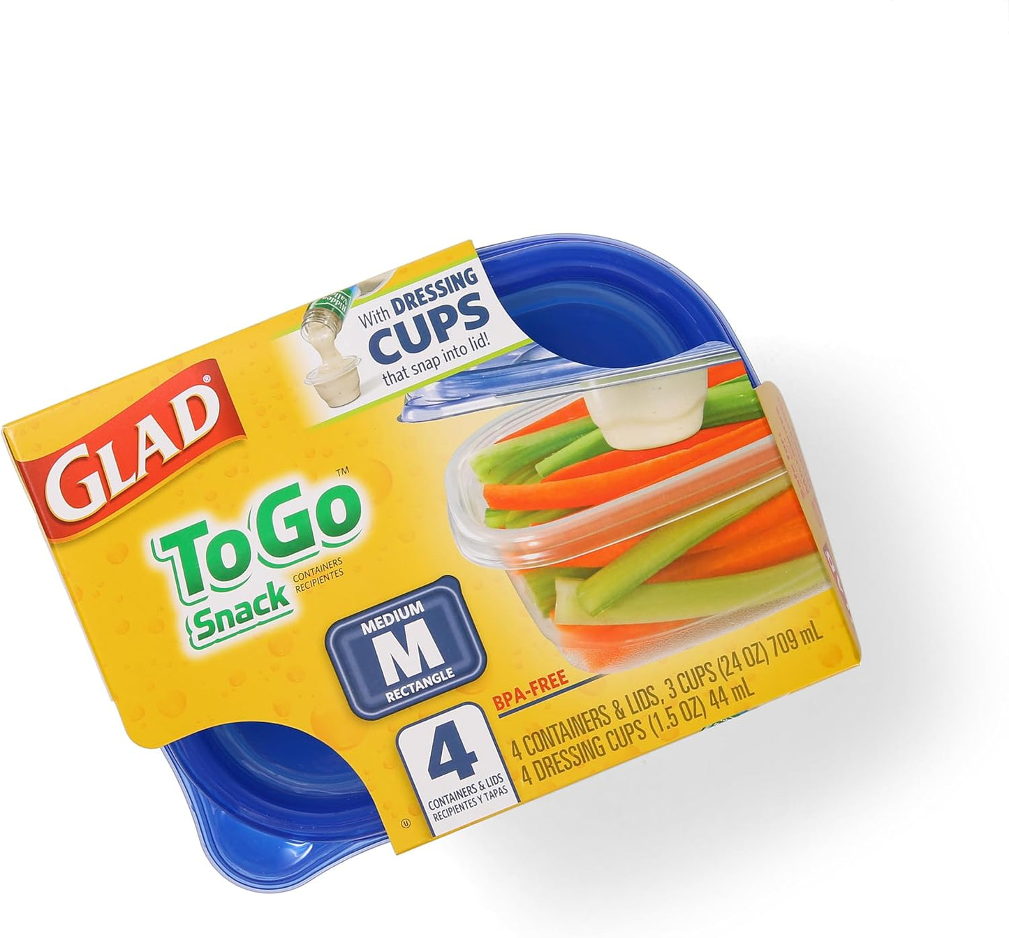 Glad GladWare Tall Entree Food Storage Containers with Lids, Large Square BPA Free Plastic for Meal Prep and Lunches, Lock Tight Seal, Microwave and Dishwasher Safe, 42 Oz, 3 Count