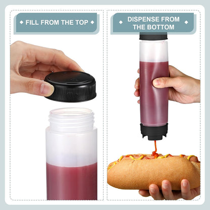Sabary 3 Pcs 16 oz Inverted Condiment Squeeze Bottles for Sauces, Black