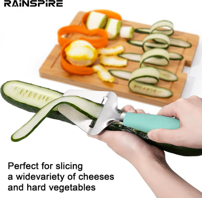 Rainspire Upgraded Non-Stick Cheese Slicers for Block Cheese Multi-Functional Cheese Cutter for Mozzarella, Cheddar, Gruyere Charcuterie Accessories Dishwasher Safe Kitchen Tools, Black