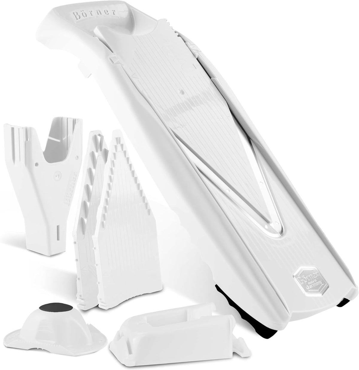 Börner Mandoline Slicer V5 (Basic Set) • Vegetable V-Slicer for Slices in 4 Thickness Settings • Stainless Steel V-Blade • Adjustable Kitchen Slicer for Vegetables & Fruits • Color: Green