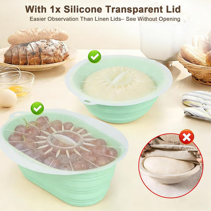 JOCXSPI Upgraded Thickened Silicone Banneton Proofing Baskets with Lids