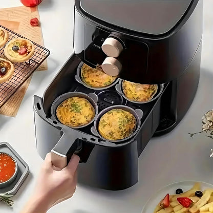 3pcs Silicone Air Fryer Cups – Reusable Non-Stick Baking Liners – Perfect for Muffins, Eggs, Cupcakes, Black