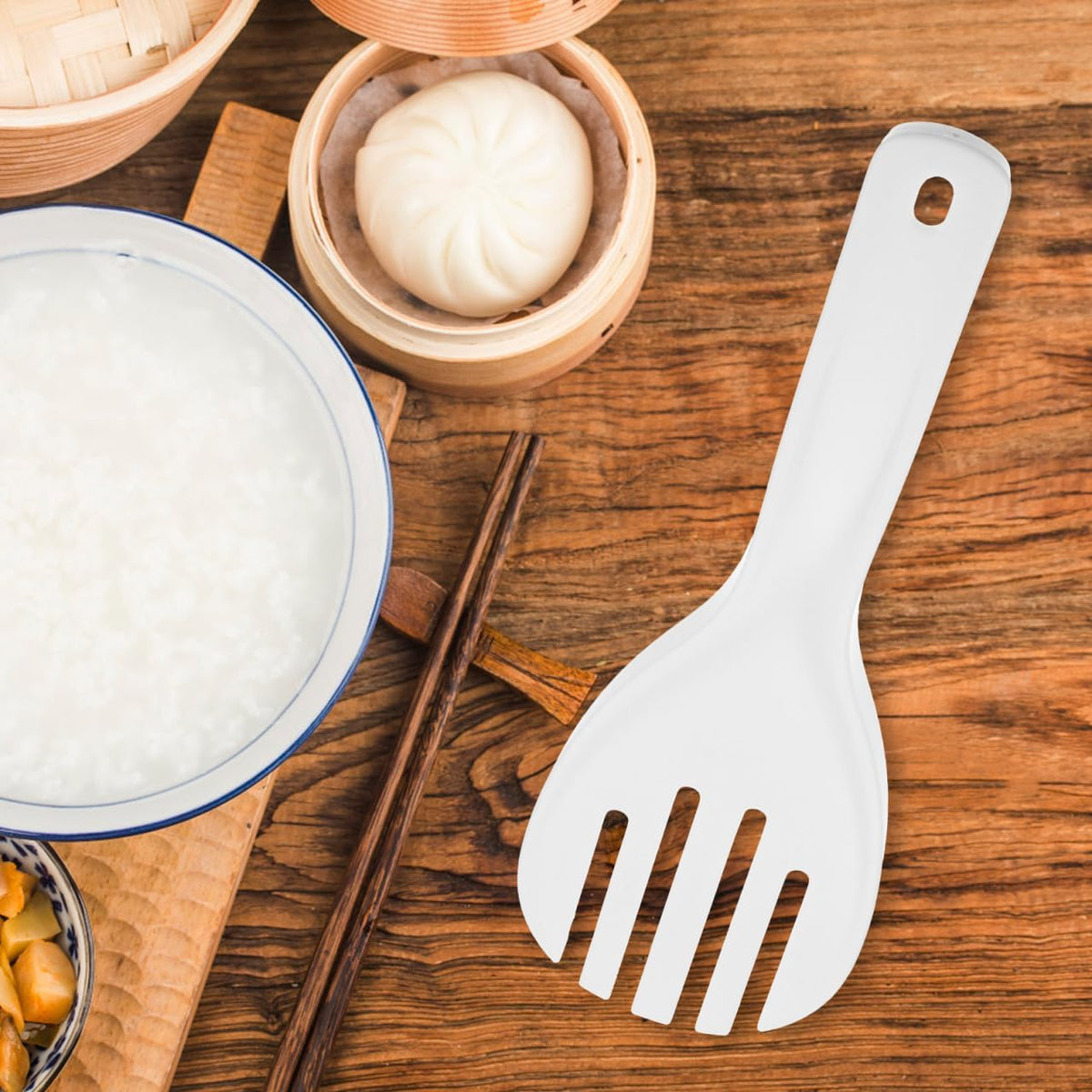 2pcs Rice Paddle Spoon Plastic Non-Stick Rice Spoon Rice Spatula Rice Cooker Spoon, Serving Spoon for Rice Kitchen Utensils for Home Restaurant Hotel White
