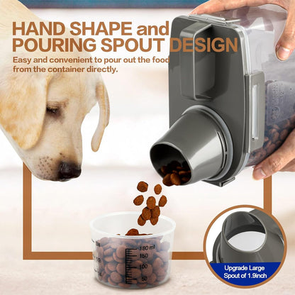 TIOVERY Upgraded Dog Food Storage Container Small, Cat Food Container Airtight, Pet Food Container Dispenser with Pour Spout, Measuring Cup and 4 Seal Buckles for Dogs, Cats, Birds (Blue)