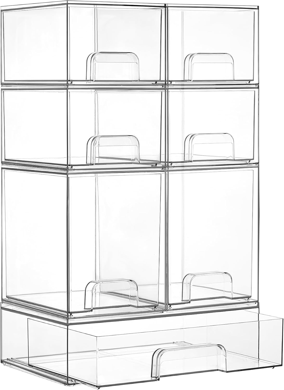 Vtopmart Stackable Storage Drawers Set of 5, Clear Plastic Organizer Bins for Baby Bottle, Beauty Supplies Storage, Ideal for Kichen Countertop, Vanity, Bathroom, Cabinet, Pantry Organization