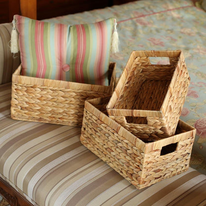 Storage Container, Natural Water Hyacinth Storage Bins Rectangular Basket,Arts and Crafts.
