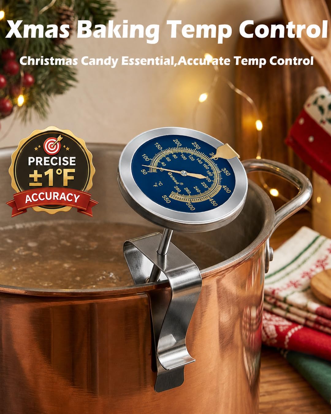 Oil & Candy Thermometer,IPX8 Waterproof Instant Read, with Pot Clip