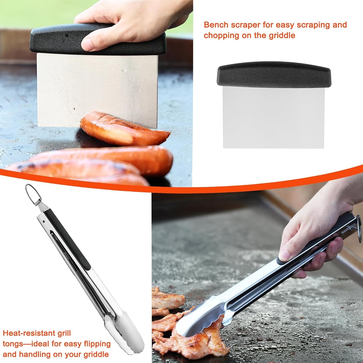 DY DECENT FAMILY 40PCS Griddle Accessories Kit, Flat Top Grill Accessories Set for Outdoor Barbecue. Griddle Accessories Set with Basting Cover, Spatula, Scraper, Burger Press, Tongs, Cleaning Kit